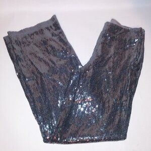 A New Day Pants Womens Silver Sequin Bling Bootleg Side Zip
